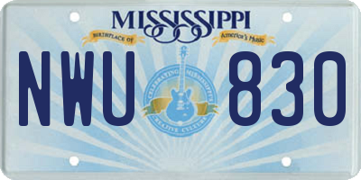 MS license plate NWU830