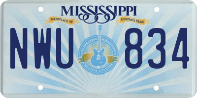 MS license plate NWU834