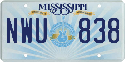 MS license plate NWU838