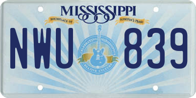 MS license plate NWU839
