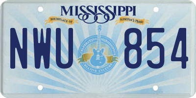MS license plate NWU854