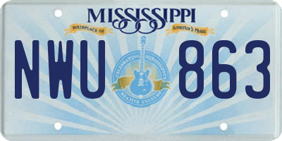 MS license plate NWU863