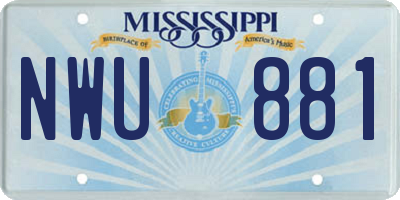 MS license plate NWU881