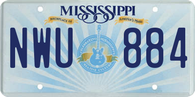 MS license plate NWU884
