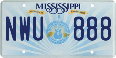MS license plate NWU888