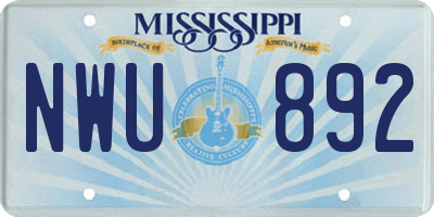 MS license plate NWU892