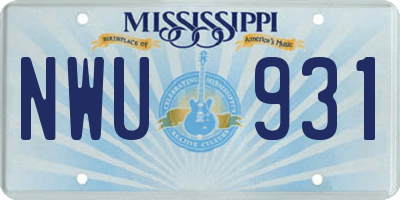 MS license plate NWU931