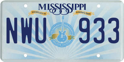 MS license plate NWU933