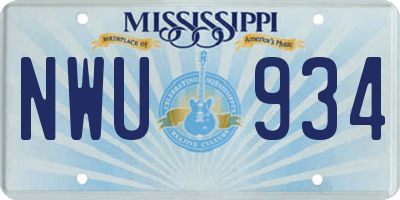 MS license plate NWU934
