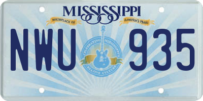 MS license plate NWU935