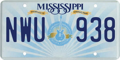 MS license plate NWU938