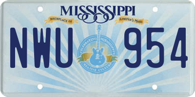 MS license plate NWU954