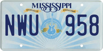MS license plate NWU958
