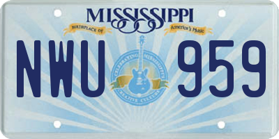 MS license plate NWU959