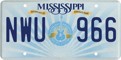 MS license plate NWU966