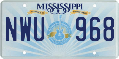 MS license plate NWU968