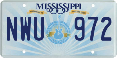 MS license plate NWU972