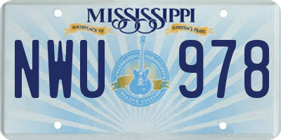 MS license plate NWU978