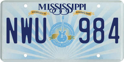 MS license plate NWU984
