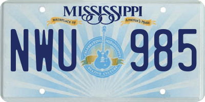MS license plate NWU985