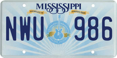MS license plate NWU986