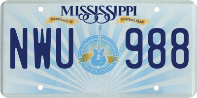 MS license plate NWU988
