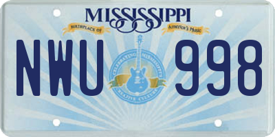 MS license plate NWU998