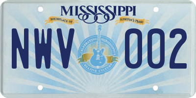 MS license plate NWV002
