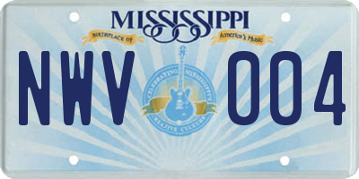 MS license plate NWV004