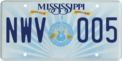 MS license plate NWV005