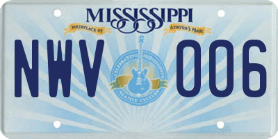 MS license plate NWV006