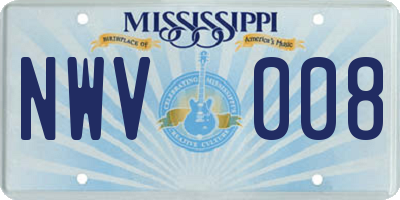MS license plate NWV008