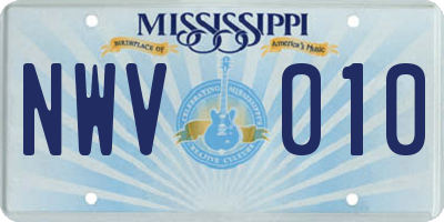 MS license plate NWV010