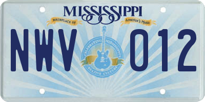 MS license plate NWV012