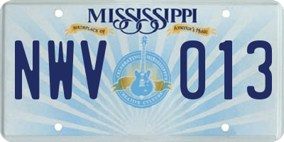 MS license plate NWV013
