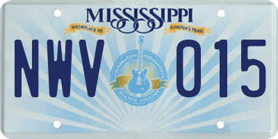 MS license plate NWV015