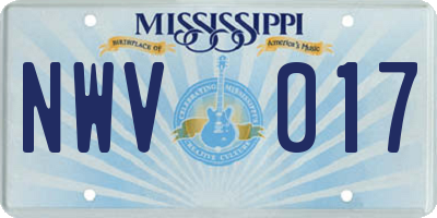 MS license plate NWV017