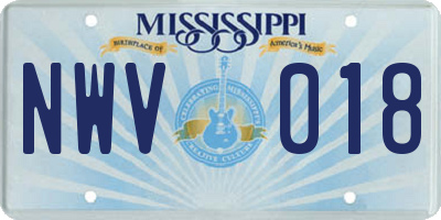 MS license plate NWV018