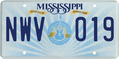 MS license plate NWV019
