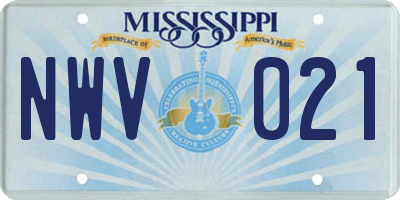 MS license plate NWV021