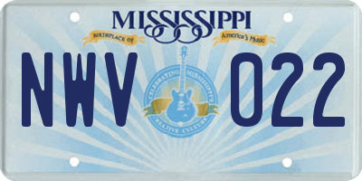 MS license plate NWV022