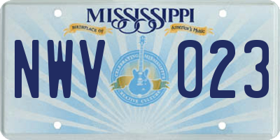 MS license plate NWV023