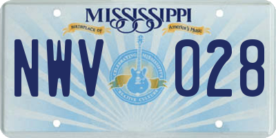 MS license plate NWV028