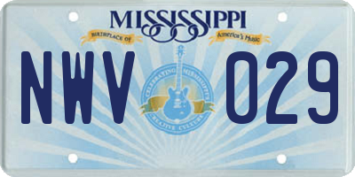 MS license plate NWV029