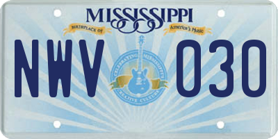 MS license plate NWV030