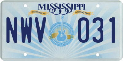 MS license plate NWV031