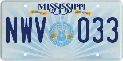 MS license plate NWV033