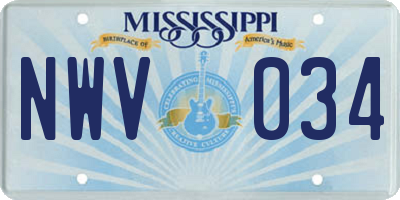 MS license plate NWV034