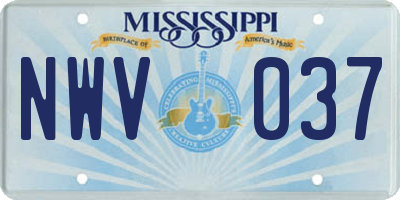 MS license plate NWV037
