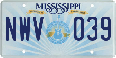 MS license plate NWV039